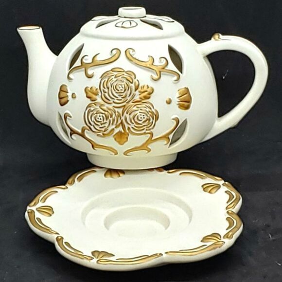 Partylite Cream Bisque Teapot Votive Candle Holder - Picture 4 of 15